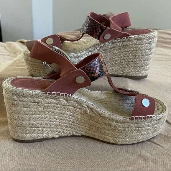 Frye Espadrille Platform Wedges Harper Sling Sandals Faux Snake Size 6 - Picture 5 of 5